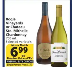 Vons Bogle Vineyards or Chateau Ste. Michelle Chardonnay offer