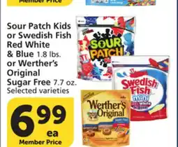Vons Sour Patch Kids or Swedish Fish Red White & Blue 1.8 lbs. or Werther's Original Sugar Free 7.7 oz offer