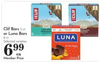 Pavilions Clif Bars 5 ct. or Luna Bars 6 ct offer