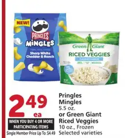 Vons Pringles Mingles 5.5 oz. or Green Giant Riced Veggies 10 oz offer