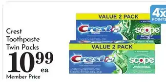 Pavilions Crest Toothpaste Twin Packs offer