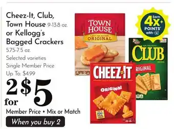 Pavilions Cheez-It, Club, Town House 9-13.8 oz. or Kellogg's Bagged Crackers 5.75-7.5 oz offer