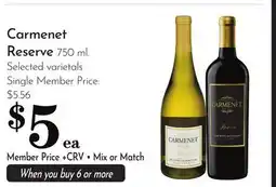 Pavilions Carmenet Reserve offer