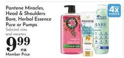 Pavilions Pantene Miracles, Head & Shoulders Bare, Herbal Essence Pure or Pumps offer
