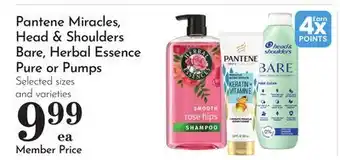 Pavilions Pantene Miracles, Head & Shoulders Bare, Herbal Essence Pure or Pumps offer