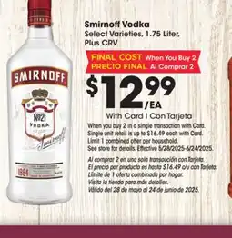 Ralphs Smirnoff Vodka offer