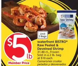 Albertsons waterfront BISTRO Raw Peeled & Deveined Shrimp offer