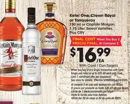 Ralphs Ketel One, Crown Royal or Tanqueray offer