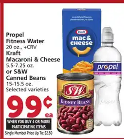 Albertsons Propel Fitness Water 20 oz., Kraft Macaroni & Cheese 5.5-7.25 oz. or S&W Canned Beans 15-15.5 oz offer