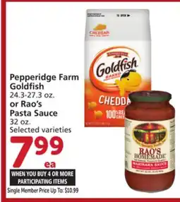 Albertsons Pepperidge Farm Goldfish 24.3-27.3 oz. or Rao's Pasta Sauce 32 oz offer