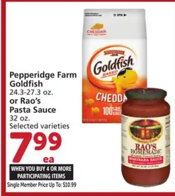 Albertsons Pepperidge Farm Goldfish 24.3-27.3 oz. or Rao's Pasta Sauce 32 oz offer