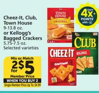 Albertsons Cheez-It, Club, Town House 9-13.8 oz. or Kellogg's Bagged Crackers 5.75-7.5 oz offer