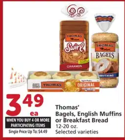 Albertsons Thomas' Bagels, English Muffins or Breakfast Bread offer