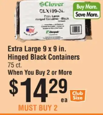 Smart & Final Extra Large 9 x 9 in. Hinged Black Containers offer