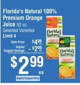 Smart & Final Florida's Natural 100% Premium Orange Juice offer