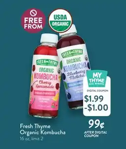 Fresh Thyme Fresh Thyme Organic Kombucha offer