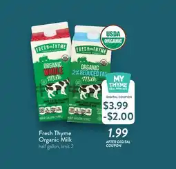 Fresh Thyme Fresh Thyme Organic Milk offer