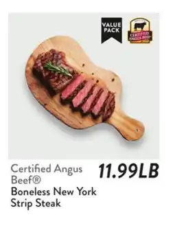 Fresh Thyme Certified Angus Beef Boneless New York Strip Steak offer