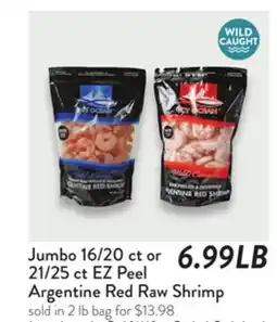 Fresh Thyme Jumbo 16/20 ct or 21/25 ct EZ Peel Argentine Red Raw Shrimp offer