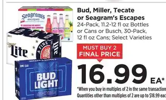 Food 4 Less Bud, Miller, Tecate or Seagram's Escapes offer