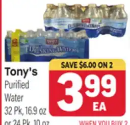 Tony’s Fresh Market Tony's Purified Water offer