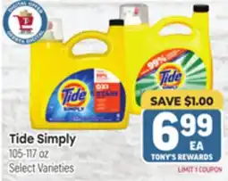 Tony’s Fresh Market Tide Simply offer
