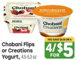 Tony’s Fresh Market Chobani Flips or Creations Yogurt offer