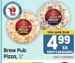 Tony’s Fresh Market Brew Pub Pizza offer