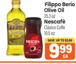 Tony’s Fresh Market Filippo Berio Olive Oil 25.3 oz, Nescafé Clásico Coffe 10.5 oz offer