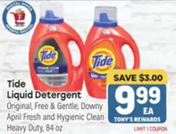 Tony’s Fresh Market Tide Liquid Detergent offer