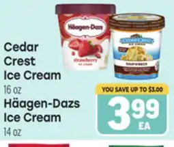 Tony’s Fresh Market Cedar Crest Ice Cream 16 oz, Häagen-Dazs Ice Cream 14 oz offer