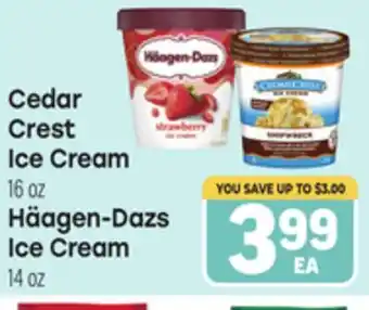 Tony’s Fresh Market Cedar Crest Ice Cream 16 oz, Häagen-Dazs Ice Cream 14 oz offer
