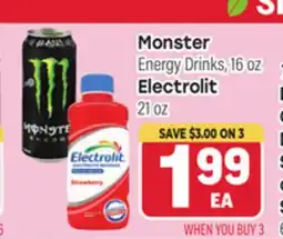 Tony’s Fresh Market Energy Drinks, 16 oz Electrolit 21 oz offer