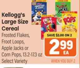 Tony’s Fresh Market Kellogg's Large Size Cereal offer