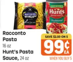 Tony’s Fresh Market Racconto Pasta, 16 oz, Hunt's Pasta Sauce, 24 oz offer