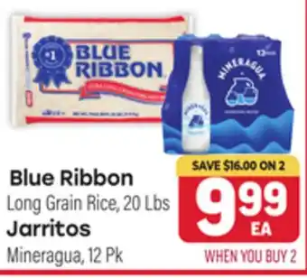 Tony’s Fresh Market Blue Ribbon Long Grain Rice, 20 Lbs Jarritos Mineragua, 12 Pk offer
