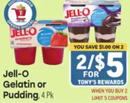 Tony’s Fresh Market Jell-O Gelatin or Pudding offer