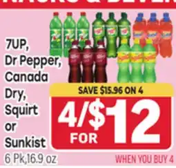 Tony’s Fresh Market 7UP, Dr Pepper,Canada Dry, Squirt or Sunkist offer