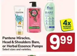 Jewel-Osco Pantene Miracles, Head & Shoulders Bare, or Herbal Essence Pumps offer