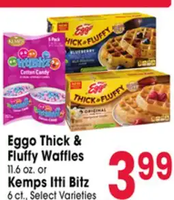 Jewel-Osco Eggo Thick & Fluffy Waffles 11.6 oz. or Kemps Itti Bitz ct offer