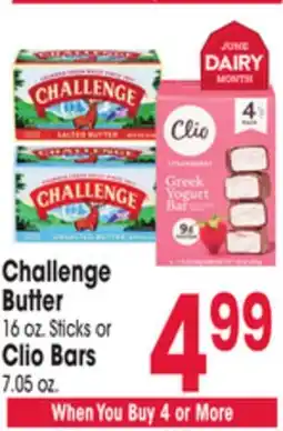 Jewel-Osco Challenge Butter 16 oz. Sticks or Clio Bars 7.05 oz offer