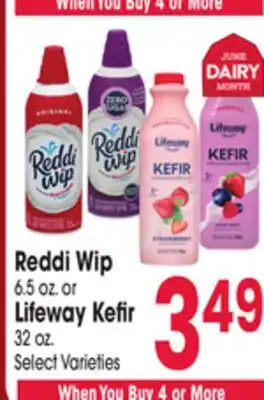 Jewel-Osco Reddi Wip 6.5 oz. or Lifeway Kefir 32 oz offer