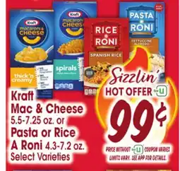 Jewel-Osco Kraft Mac & Cheese 5.5-7,250z or Pasta or Rice A Roni 43-7.2 oz offer