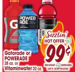 Jewel-Osco Gatorade or POWERADE 28 oz. or Vitaminwater 20 oz offer