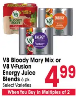 Jewel-Osco V8 Bloody Mary Mix or V8 V-Fusion Energy Juice Blends offer