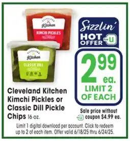 Jewel-Osco Cleveland Kitchen Kimchi Pickles or Classic Dill Pickle Chips offer