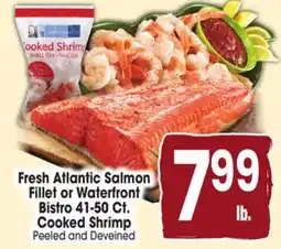 Jewel-Osco Fresh Atlantic Salmon Fillet or Waterfront Bistro 41-50 Ct. Cooked Shrimp offer