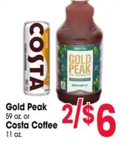 Jewel-Osco Gold Peak 59 oz. or Costa Coffee 11 oz offer