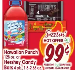 Jewel-Osco Hawaiian Punch 128 oz. or Hershey Candy Bars 4 pk., 1.8-2.68 oz offer