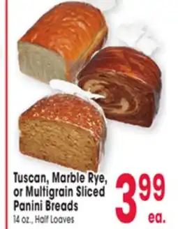 Jewel-Osco Tuscan, Marble Rye, or Multigrain Sliced Panini Breads offer